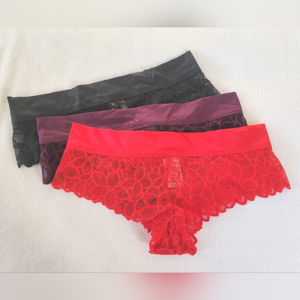 PINK Floral Lace Extra Low Rise Cheekster Set